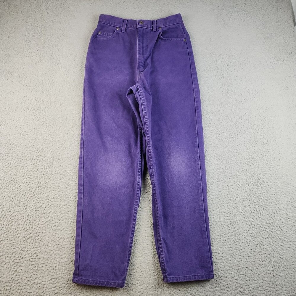 VTG 90's High Waisted Straight Leg Mom Jeans Junior Girls Size 16 Purple Denim‎